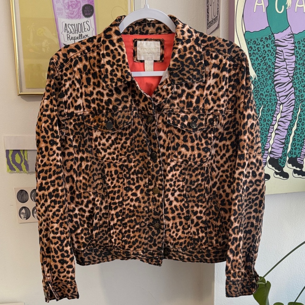 Leopard Print Denim Jacket